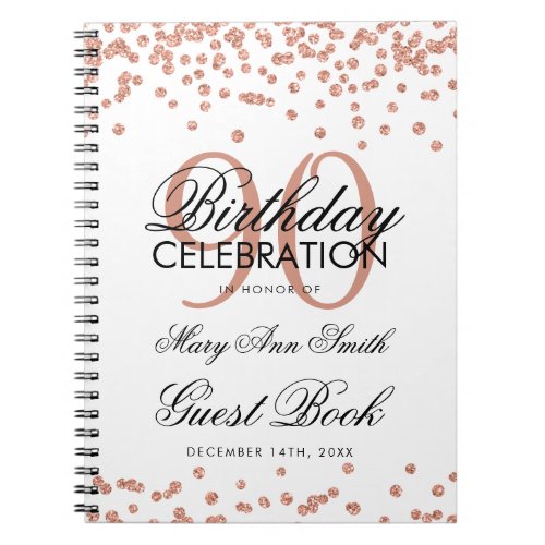 Rose Gold White 90th Birthday Guest Book Confetti