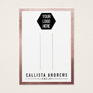 Rose Gold White Border Logo Hair Clip Display Card