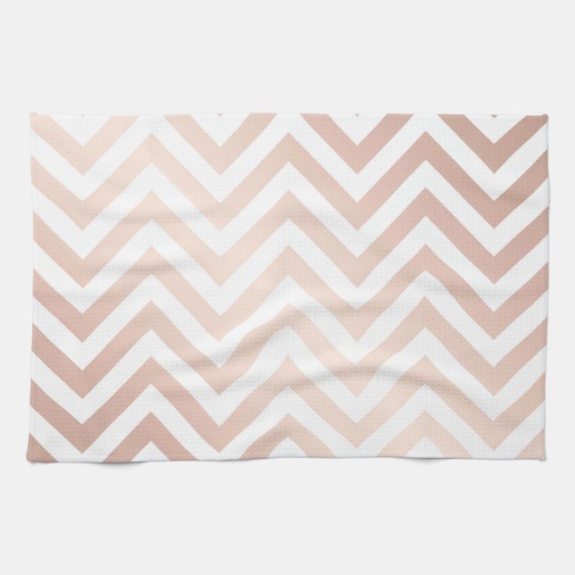 rose gold, white,chevron, zigzag,modern,trendy,chi kitchen towel (Horizontal)