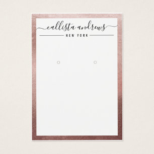 Rose Gold White Cursive Earring Display Card