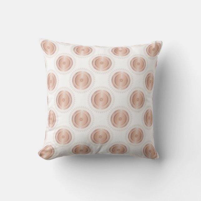 Rose Gold White Dots Pattern Outdoor Pillow (Front)