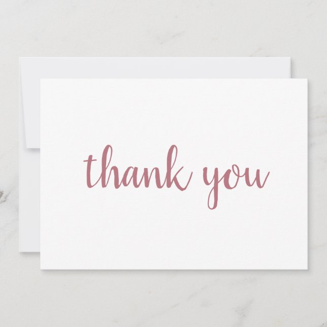 Rose Gold White Elegant Modern Plain Handwriting Thank You Card (Front)