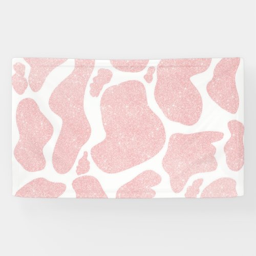 Rose Gold white Large Cow Spots Animal Pattern Banner