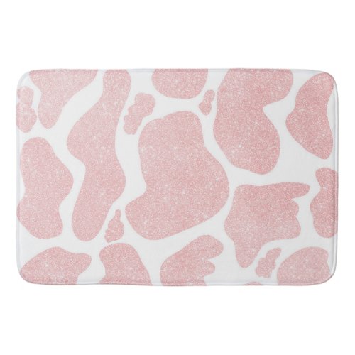 Rose Gold white Large Cow Spots Animal Pattern Bath Mat