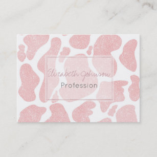 Rose Gold white Large Cow Spots Animal Pattern Business Card