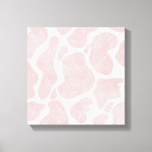 Rose Gold white Large Cow Spots Animal Pattern Canvas Print (Front)