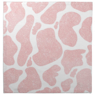 Rose Gold white Large Cow Spots Animal Pattern Cloth Napkin