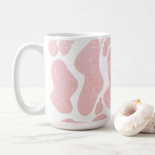 Rose Gold white Large Cow Spots Animal Pattern Coffee Mug