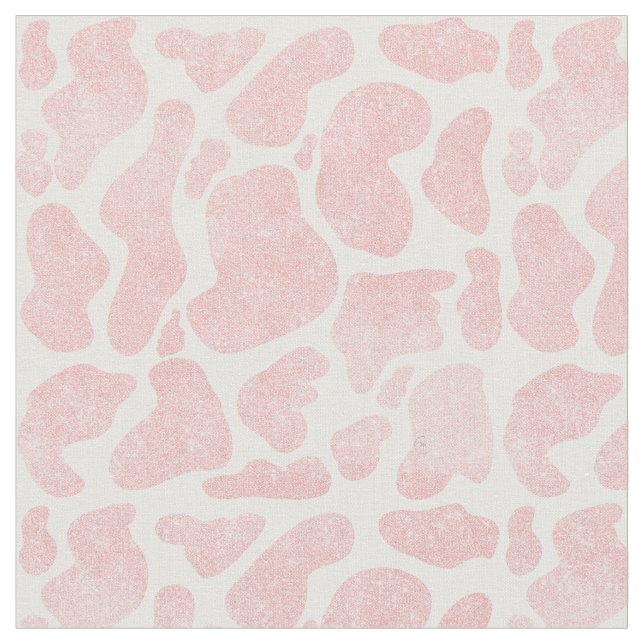 Rose Gold white Large Cow Spots Animal Pattern Fabric (Close Up)