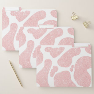 Rose Gold white Large Cow Spots Animal Pattern File Folder