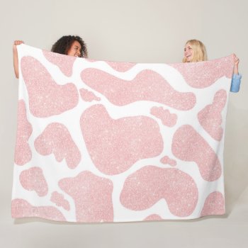 Rose Gold White Large Cow Spots Animal Pattern Fleece Blanket by InovArtS at Zazzle