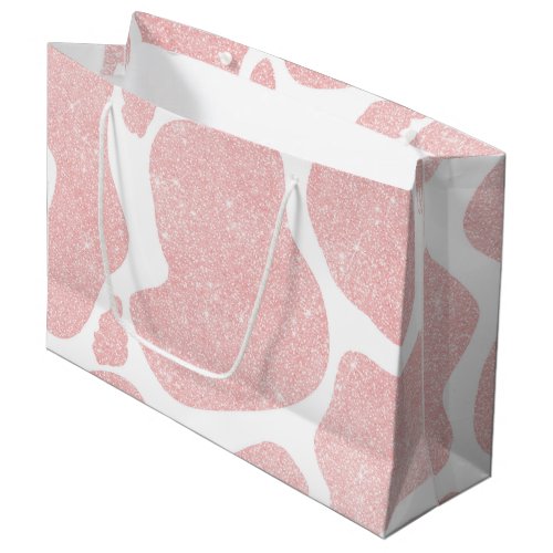 Rose Gold white Large Cow Spots Animal Pattern Large Gift Bag