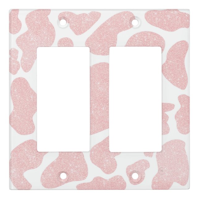 Rose Gold white Large Cow Spots Animal Pattern Light Switch Cover (Front)