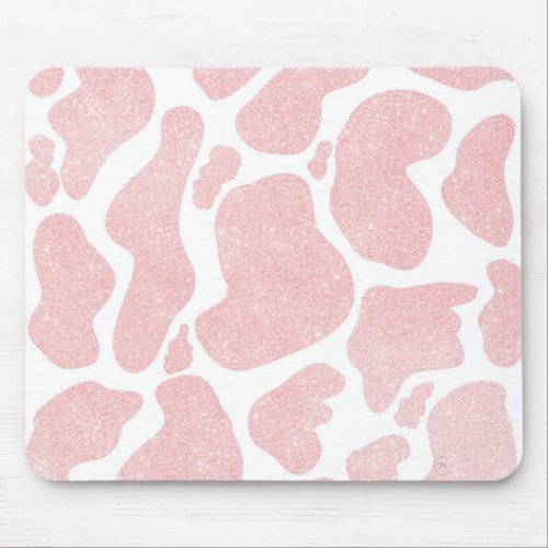 Rose Gold white Large Cow Spots Animal Pattern Mouse Pad