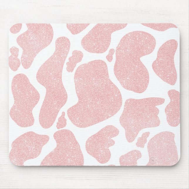 Rose Gold white Large Cow Spots Animal Pattern Mouse Pad (Front)