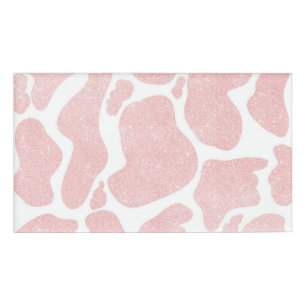 Rose Gold white Large Cow Spots Animal Pattern Name Tag