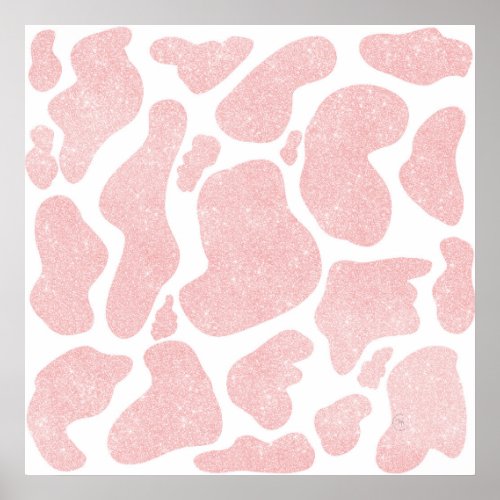 Rose Gold white Large Cow Spots Animal Pattern Poster