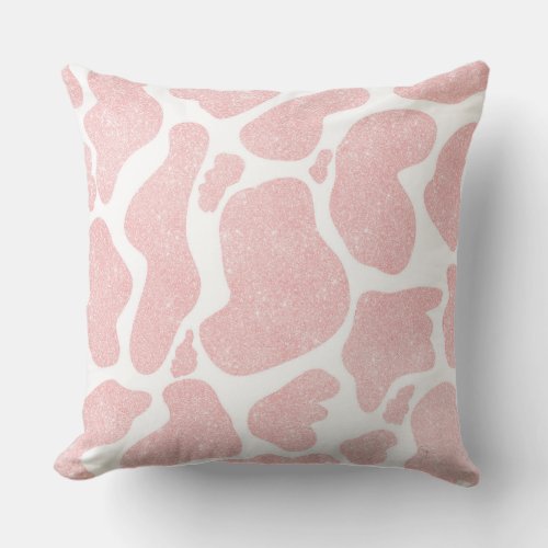 Rose Gold white Large Cow Spots Animal Pattern Throw Pillow