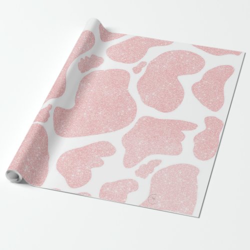 Rose Gold white Large Cow Spots Animal Pattern Wrapping Paper