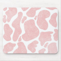 Rose Gold white Large Cow Spots Animal Print Mouse Pad