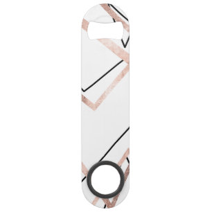 Rose Gold White Linear Triangle Abstract Pattern Bar Key
