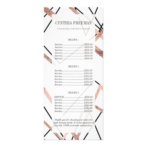 Rose Gold White Linear Triangle Abstract Pattern Rack Card