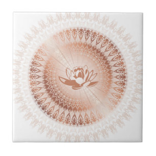 Rose Gold White Lotus Mandala Ceramic Tile