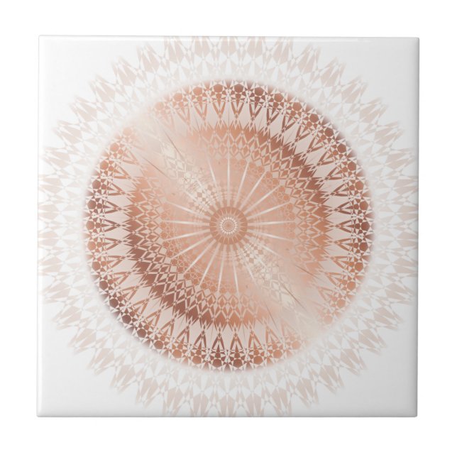 Rose Gold White Mandala Ceramic Tile (Front)
