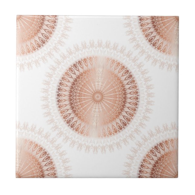 Rose Gold White Mandala Pattern Tile (Front)
