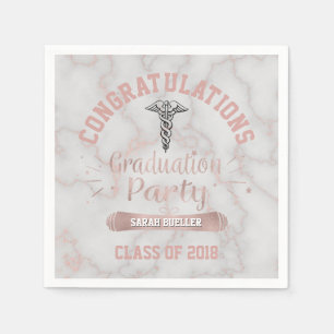 Rose Gold White Marble 2018 Nurse Graduation Party Napkins