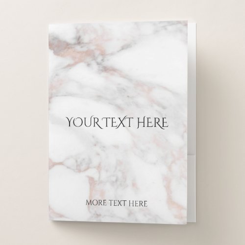 Rose Gold White Marble Add Text Name Logo Modern Pocket Folder