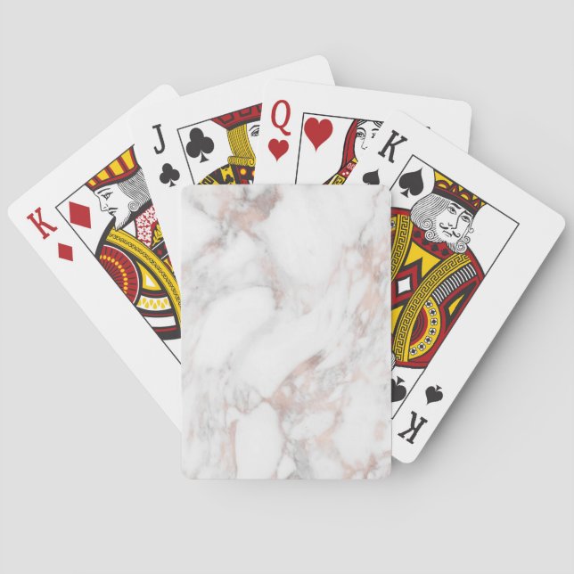 Rose Gold White Marble Blank Template Elegant Poker Cards (Back)