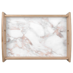 Rose Gold White Marble Elegant Template Trendy Serving Tray