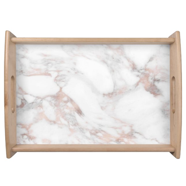 Rose Gold White Marble Elegant Template Trendy Serving Tray (Front)
