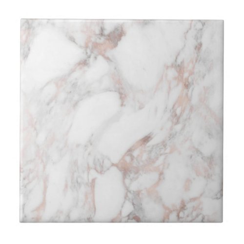 Rose Gold White Marble Elegant Trendy Template Ceramic Tile