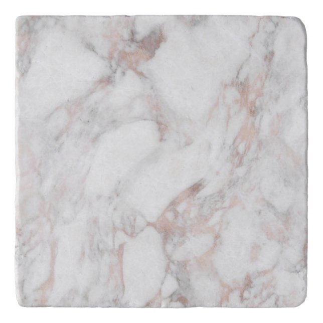 Rose Gold White Marble Elegant Trendy Template Trivet (Front)