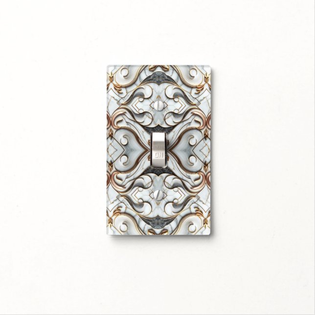 Rose Gold White Marble Luxurious Glam Light Switch Cover (In Situ)