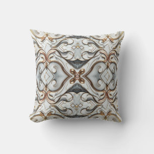 Rose Gold White Marble Luxurious Glam Throw Pillow