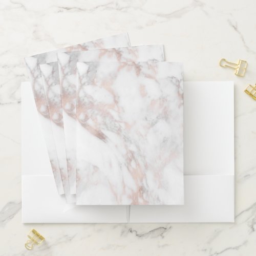 Rose Gold White Marble Template Elegant Trendy Pocket Folder