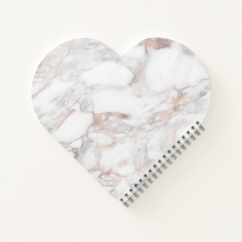 Rose Gold White Marble Template Heart Shaped Notebook