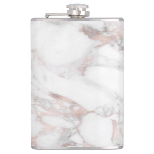 Rose Gold White Marble Trendy Template Elegant Flask