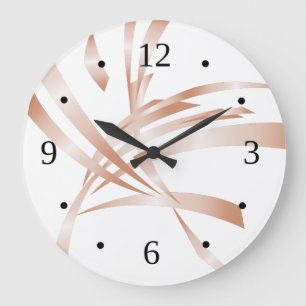 Rose Gold White Modern Abstract Art Large Clock