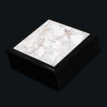 Rose-Gold & White Modern Faux Marble Stone Keepsake Box<br><div class="desc">Elegant modern rose-gold and white faux marble stone background with customizable monogram.</div>