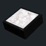 Rose-Gold & White Modern Faux Marble Stone Keepsake Box<br><div class="desc">Elegant modern rose-gold and white faux marble stone background with customizable monogram.</div>