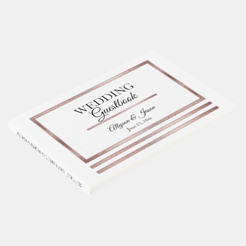 Rose Gold  White Modern Simple Elegant Wedding Guest Book