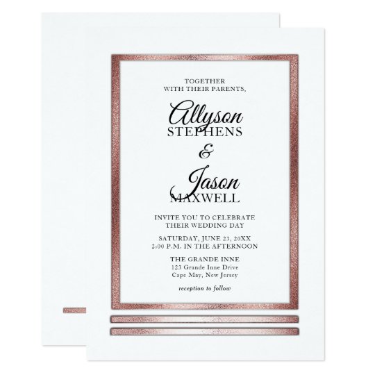 rose gold white modern simple elegant wedding invitation simple elegant invitations