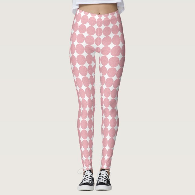 Rose Gold White Modern Trendy Elegant Template Leggings (Front)