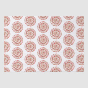 Rose Gold White Peppermints Christmas   Tissue Paper