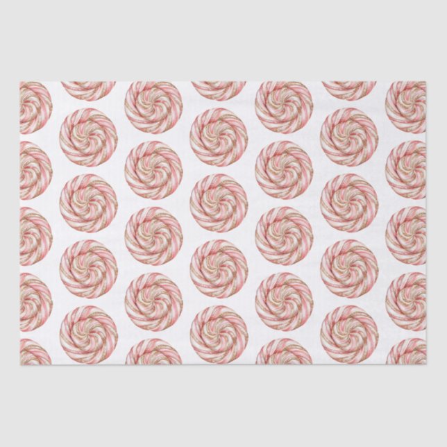 Rose Gold White Peppermints Christmas   Tissue Paper (Front)