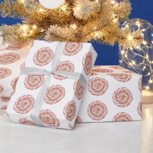 Rose Gold White Peppermints Christmas Wrapping Paper